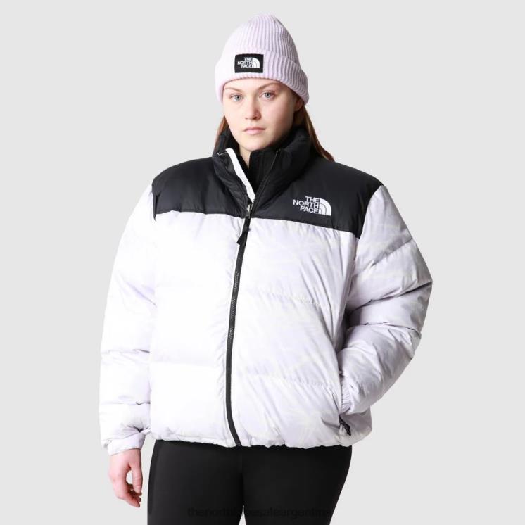 FFV041478 niebla de lavanda The North Face Chaqueta de plumón retro nuptse con estampado de talla grande para mujer 1996