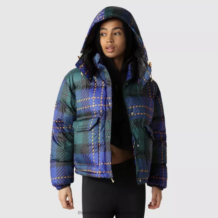 FFV041720 verde grande The North Face chaqueta corta de plumas sierra '71 estampada para mujer