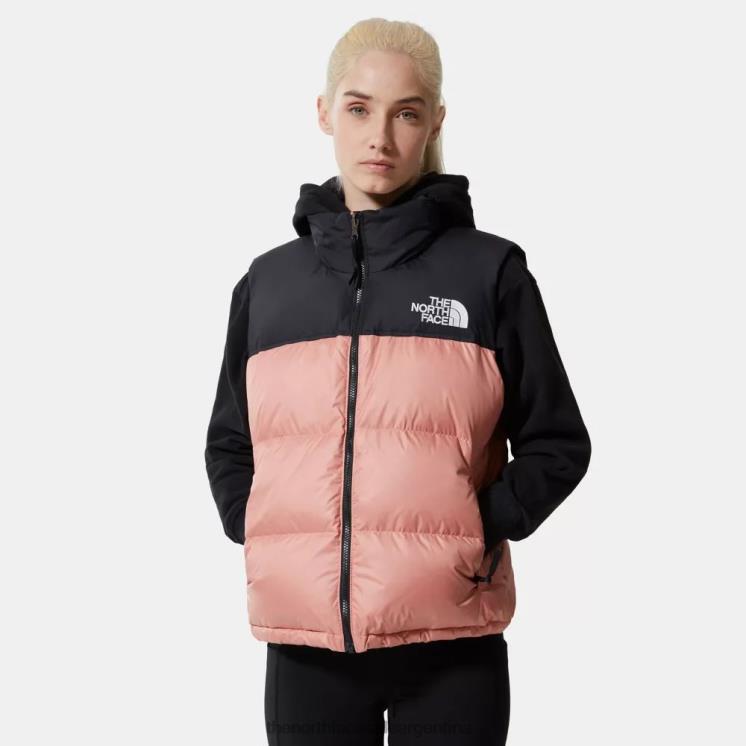 FFV04261 rosa del amanecer The North Face chaleco de plumas retro nuptse 1996 para mujer