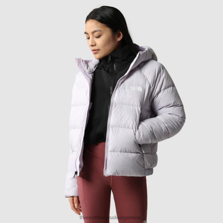 FFV04302 niebla de lavanda The North Face chaqueta con capucha de plumón hyalite para mujer