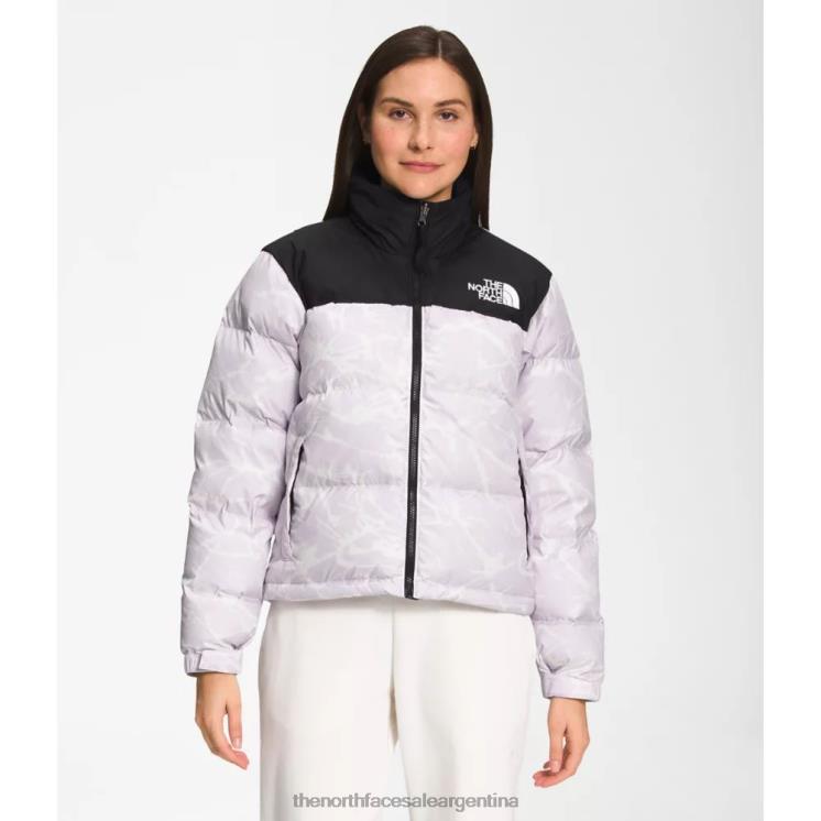 FFV044273 niebla de lavanda The North Face chaqueta nuptse retro 1996 estampada para mujer