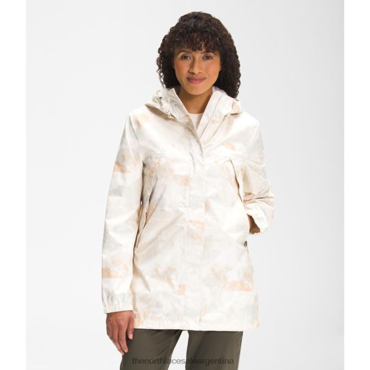FFV044813 cañón de albaricoque The North Face parka anora estampada mujer