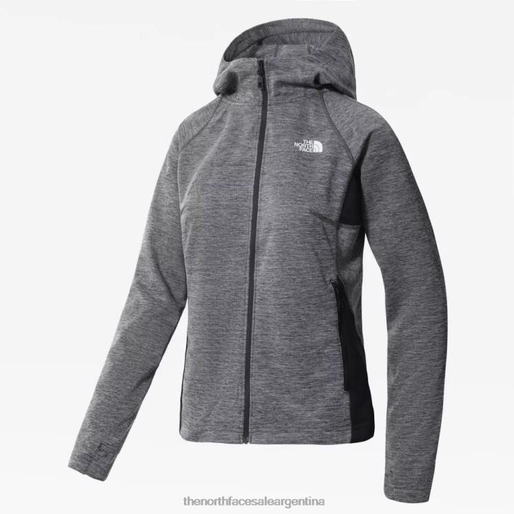 FFV041125 gris The North Face sudadera con capucha atlética al aire libre con cremallera completa para mujer