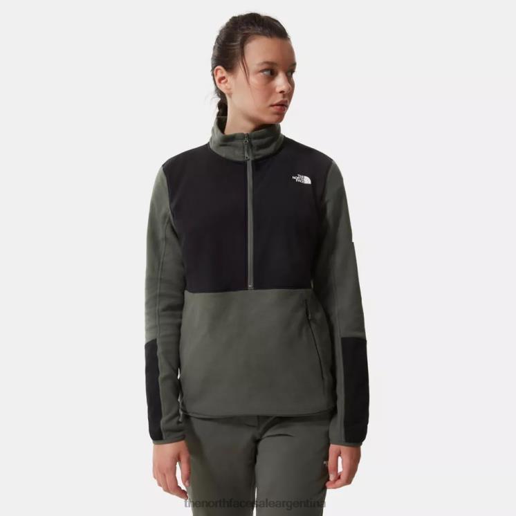 FFV041206 tomillo negro The North Face mujer diablo capa intermedia 1/4 cremallera polar tomillo negro