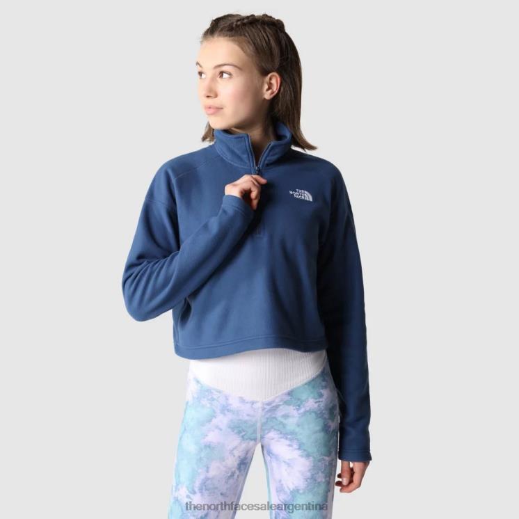 FFV041557 azul sombreado The North Face Polar corto con cremallera 100 Glacier para mujer