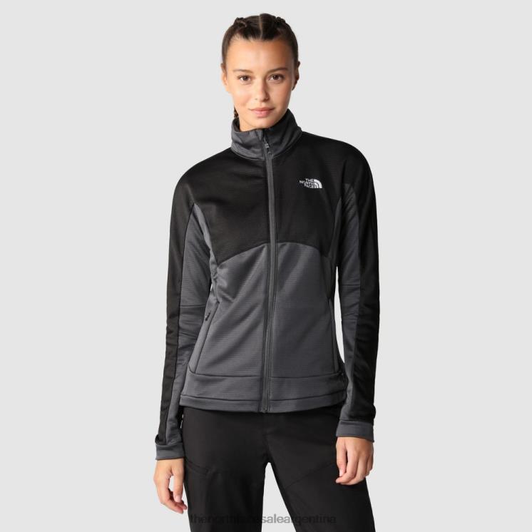 FFV042257 gris The North Face Chaqueta de capa intermedia con cremallera completa circular deportiva para mujer al aire libre
