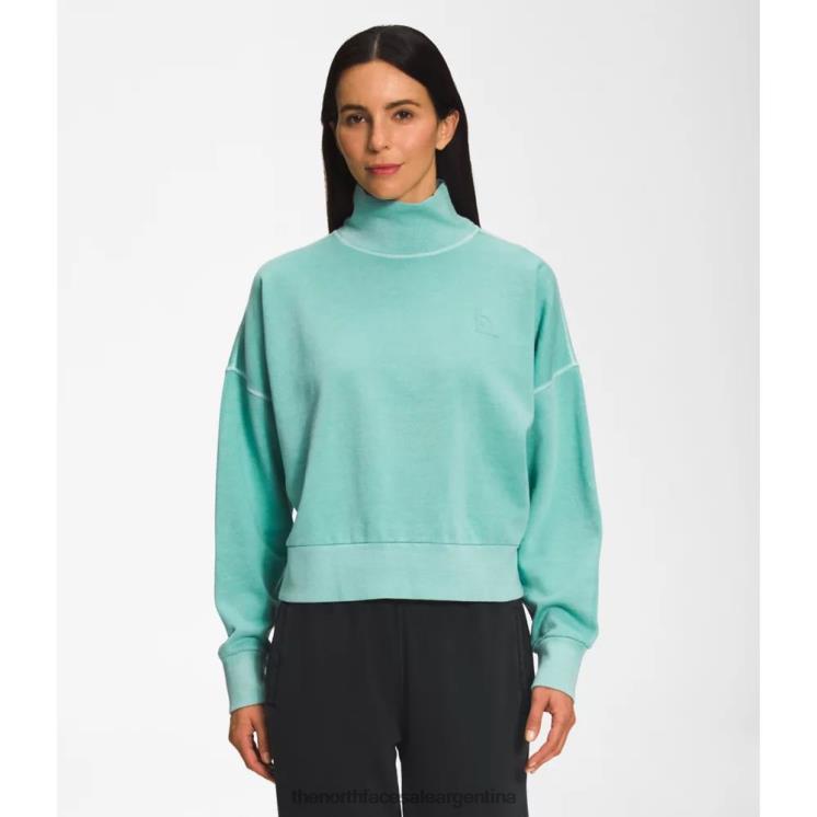 FFV045517 wasabi The North Face Jersey con cuello falso y tinte para mujer