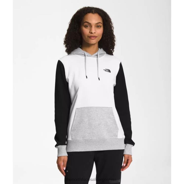 FFV046070 blanco negro The North Face sudadera con capucha color block para mujer en blanco y negro