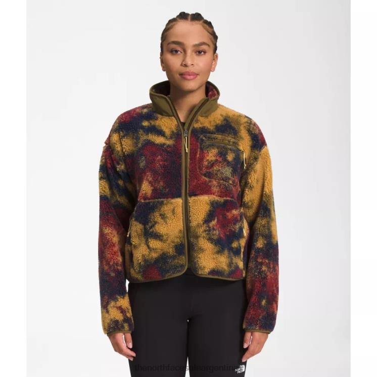 FFV046084 hielo bronceado The North Face chaqueta con cremallera completa de jacquard de pelo extremo para mujer