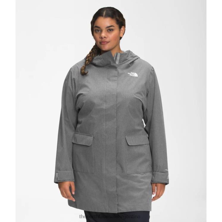 FFV044940 gris The North Face parka lluvia mujer plus city brisa ii