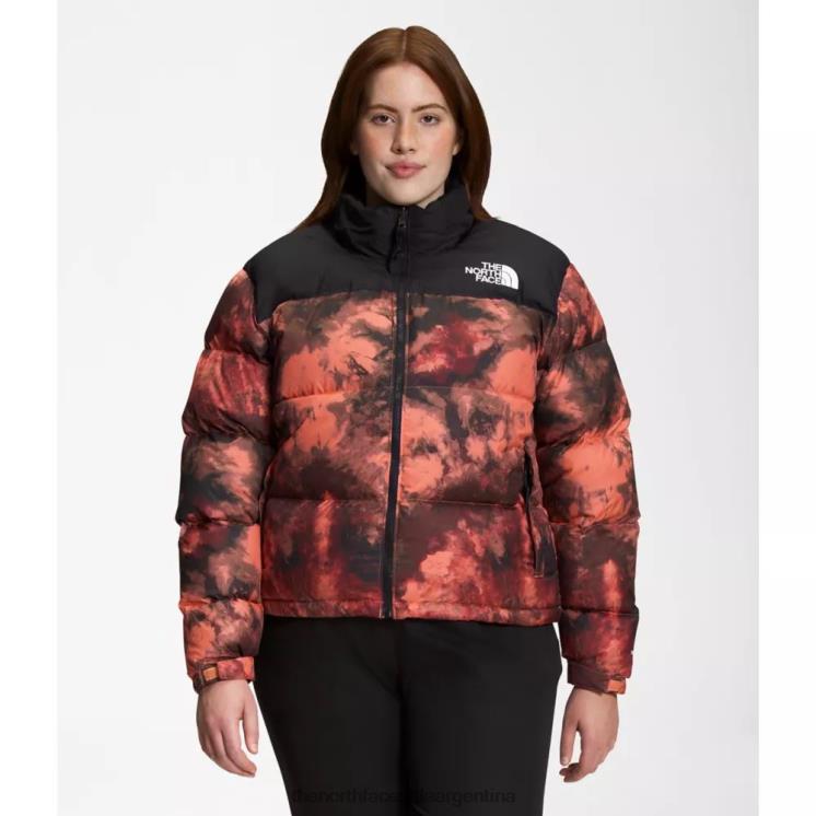 FFV045014 amanecer coralino The North Face chaqueta nuptse retro 1996 estampada para mujer