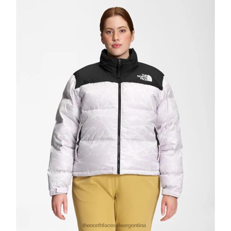 FFV045015 niebla de lavanda The North Face chaqueta nuptse retro 1996 estampada para mujer