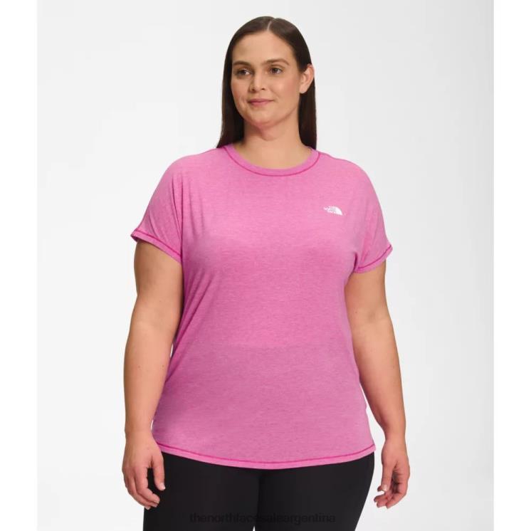 FFV045851 rosa fucsia The North Face Mujer Plus Wander con abertura y manga corta.