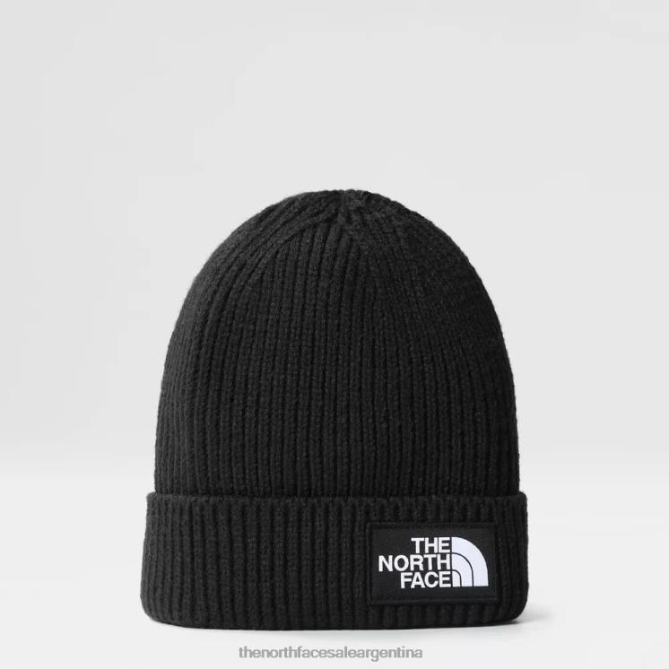 FFV041788 negro The North Face gorro con logo de caja para bebé