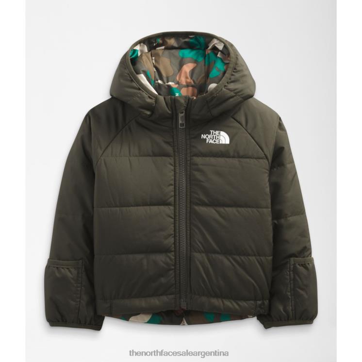 FFV045884 nuevo verde pardo The North Face chaqueta reversible con capucha de perrito para bebé