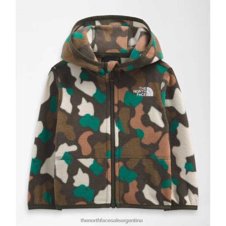 FFV045979 nuevo verde pardo The North Face sudadera con capucha y cremallera completa para bebé glaciar