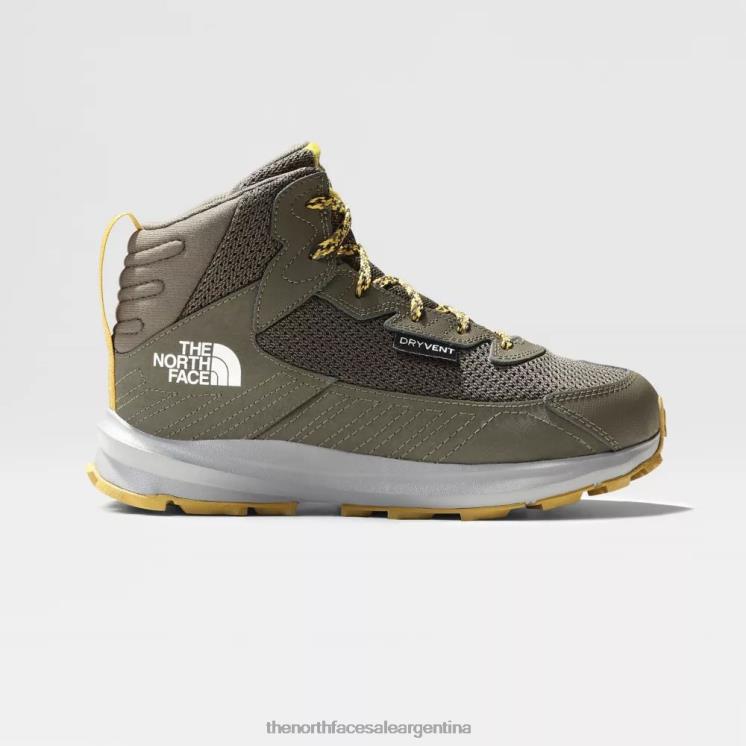 FFV041782 nuevo verde pardo The North Face botas de montaña impermeables fastpack para jóvenes