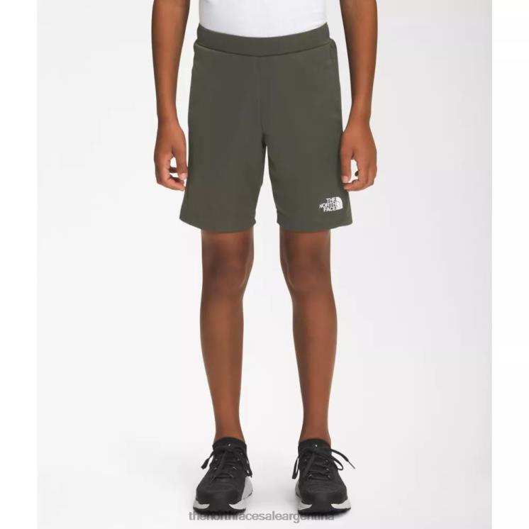 FFV045045 nuevo verde pardo The North Face Los chicos nunca paran de tejer shorts de entrenamiento.
