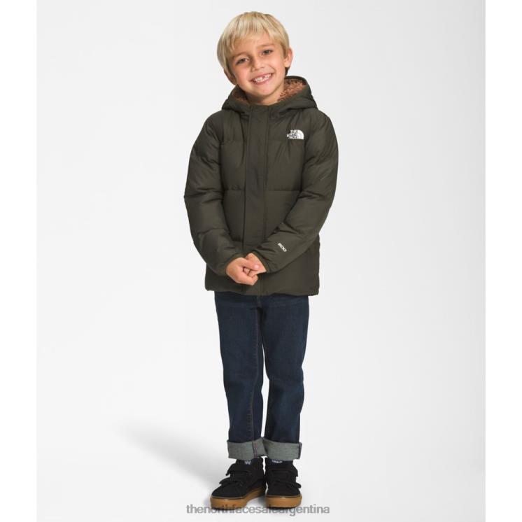 FFV045295 nuevo verde pardo The North Face chaqueta con capucha North Down para niños