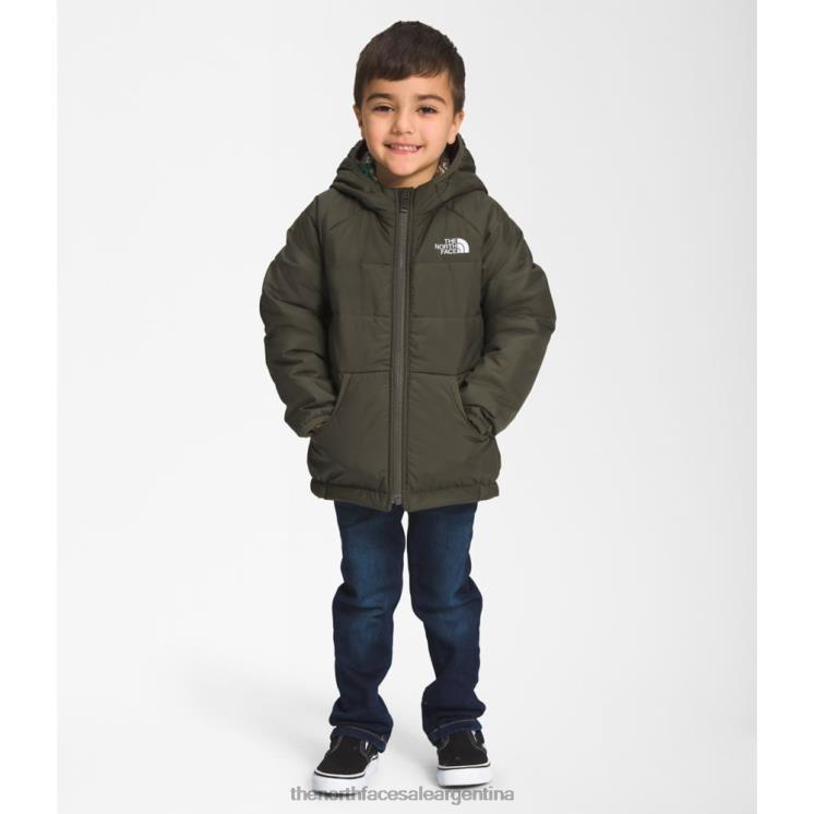 FFV045897 nuevo verde pardo The North Face chaqueta reversible con capucha perrito para niños