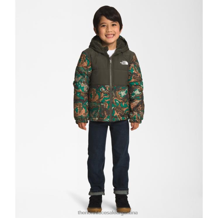 FFV045922 nuevo verde pardo The North Face chaqueta reversible con capucha y cremallera completa mount chimbo para niños