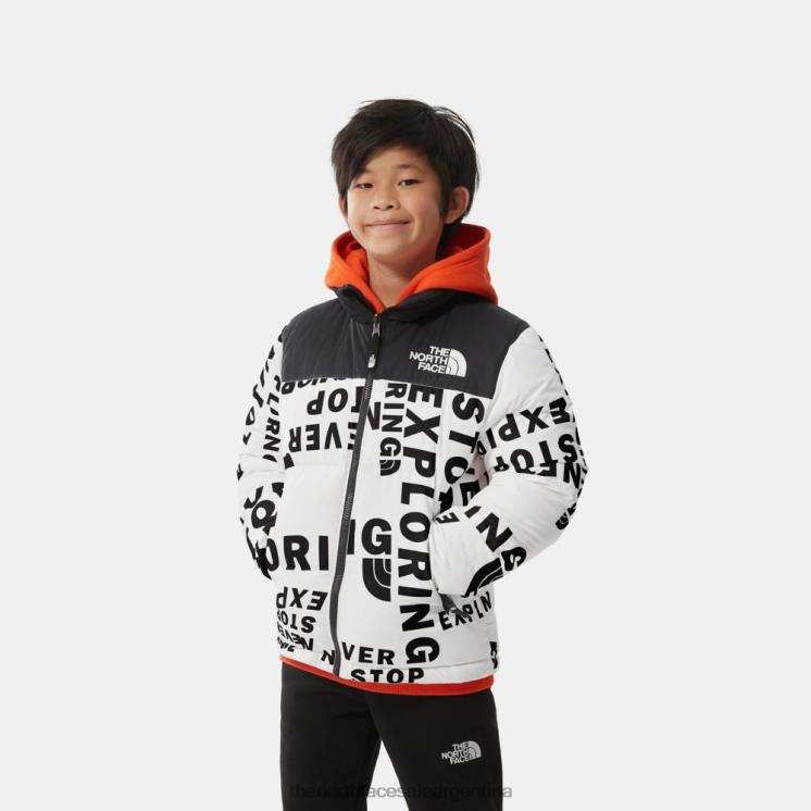 FFV041271 blanco The North Face chaqueta nuptse retro estampada 1996 para adolescente