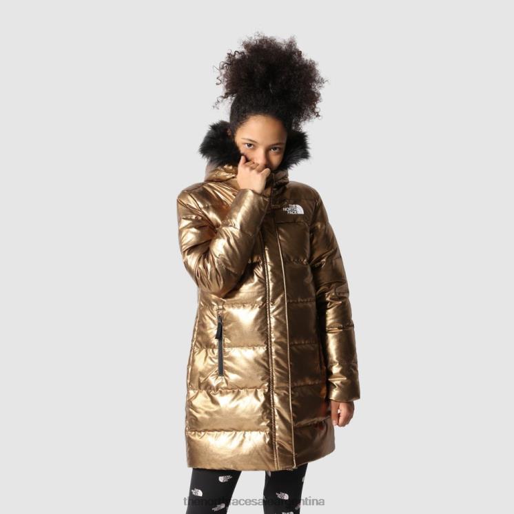 FFV041667 roble metalizado The North Face parka con capucha north down para niñas