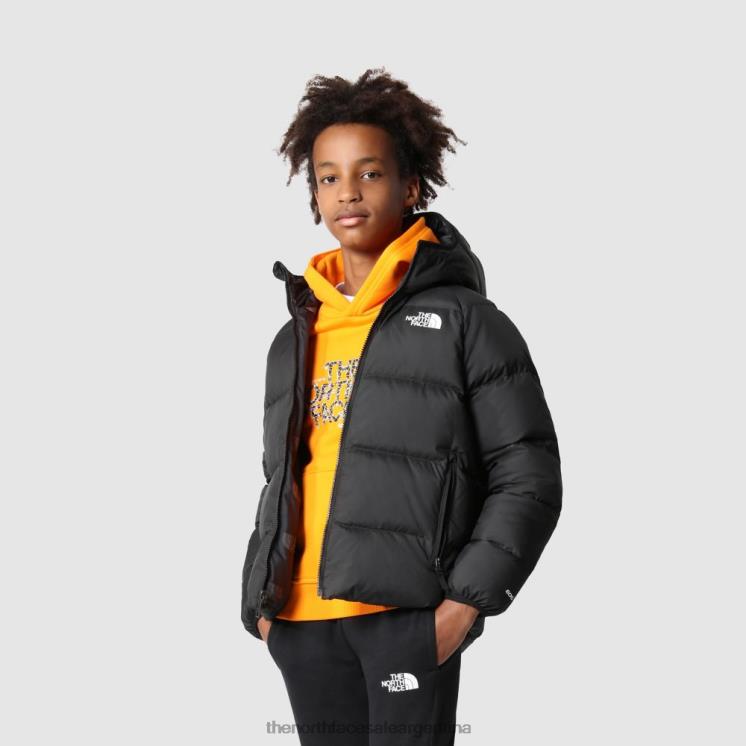 FFV041816 negro The North Face chaqueta con capucha y plumón reversible con estampado North para niños