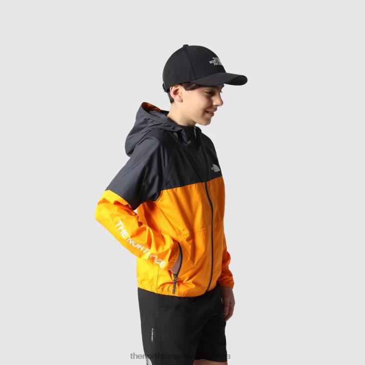 FFV041838 naranja The North Face chaqueta con capucha para niños Never Stop Windwall