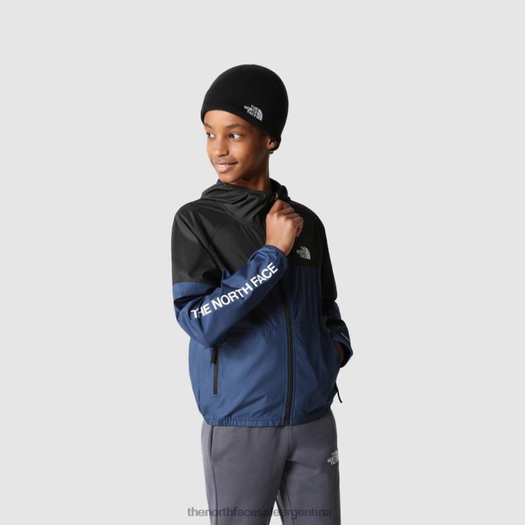 FFV041839 azul sombreado The North Face chaqueta con capucha para niños Never Stop Windwall
