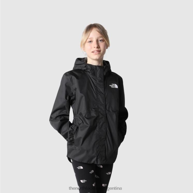 FFV041841 negro The North Face chaqueta de lluvia anora para niñas