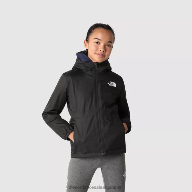 FFV041847 negro The North Face chaqueta de lluvia cálida para niñas