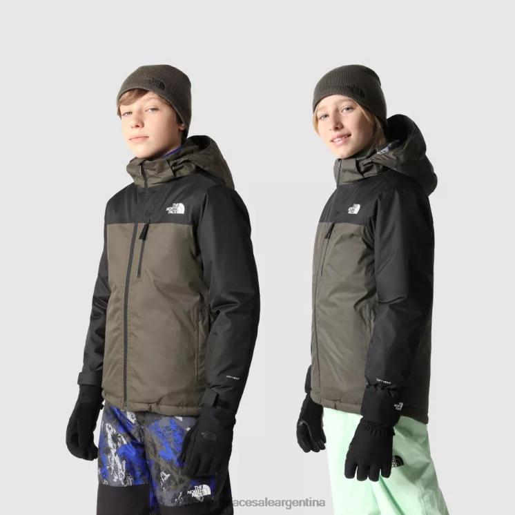 FFV041966 nuevo verde pardo The North Face chaqueta aislante snowquest plus para adolescentes