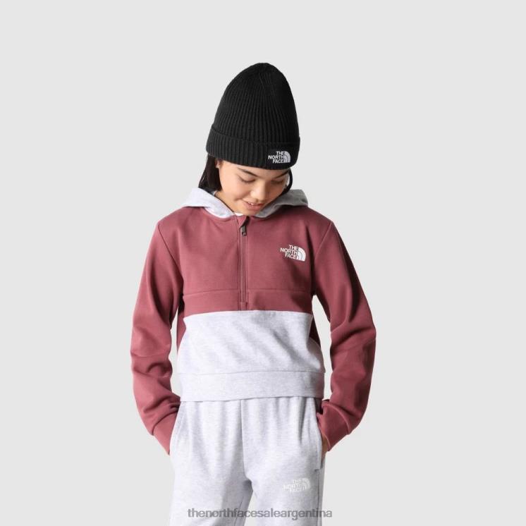 FFV041976 jengibre The North Face sudadera con capucha y cremallera de un cuarto de slacker para niñas