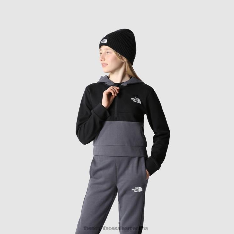 FFV041977 negro The North Face sudadera con capucha y cremallera de un cuarto de slacker para niñas