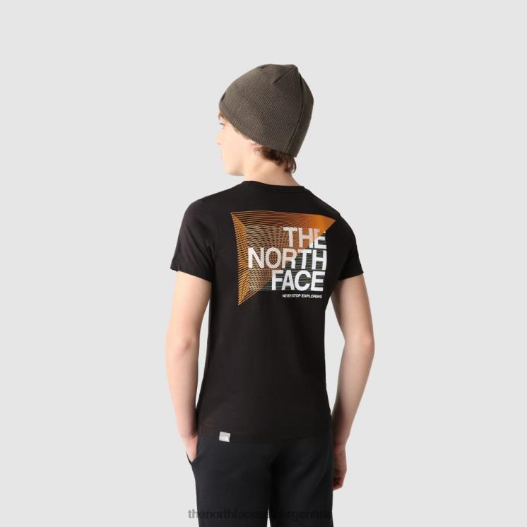 FFV042030 negro-naranja The North Face camiseta gráfica de manga corta para niño negro naranja