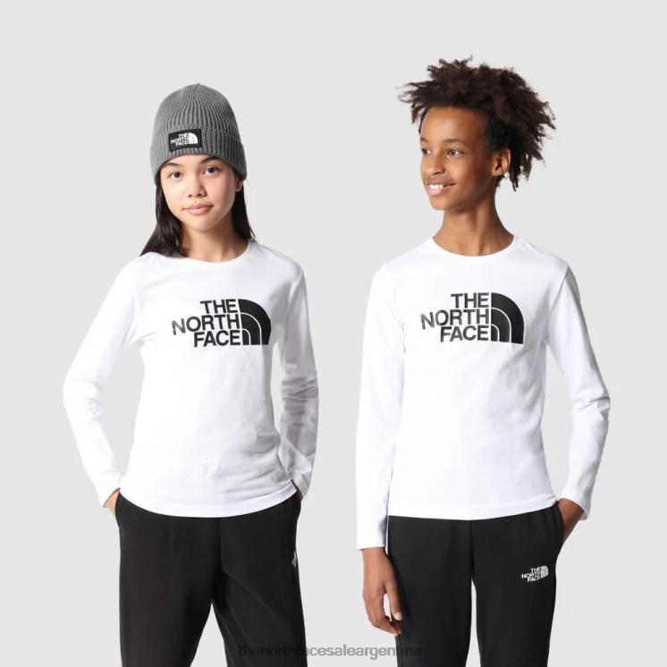 FFV042037 blanco The North Face camiseta de manga larga para adolescentes