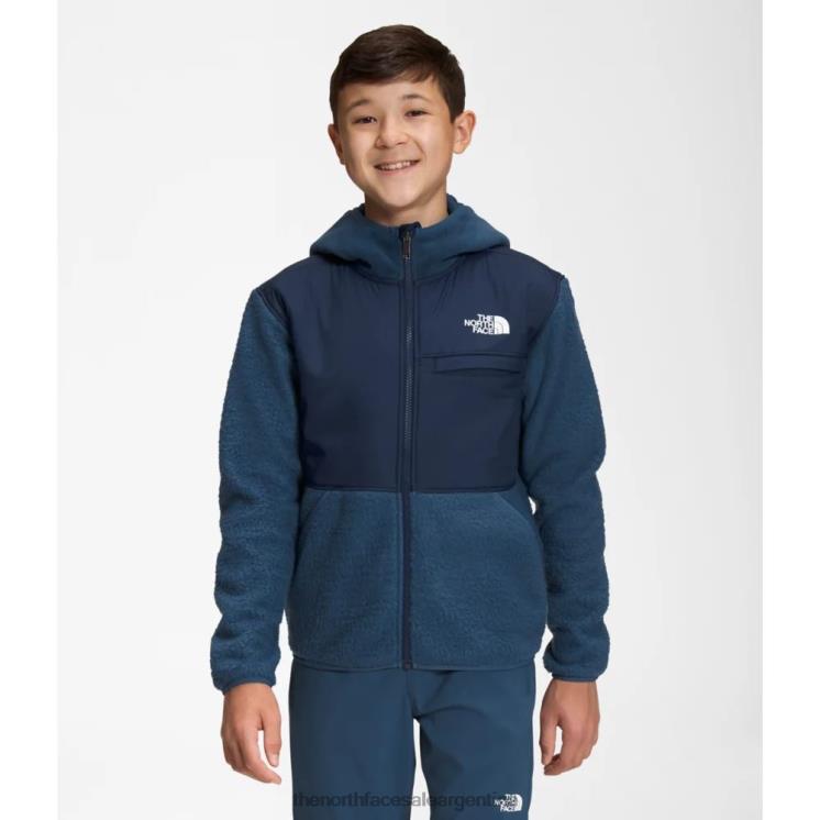 FFV045268 azul sombreado The North Face chaqueta con capucha y cremallera completa de forro polar Forrest para niños