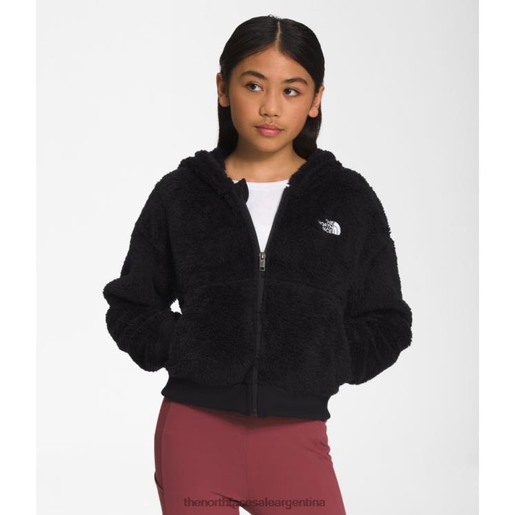 FFV045270 negro The North Face chaqueta con capucha y cremallera completa suave oso para niñas