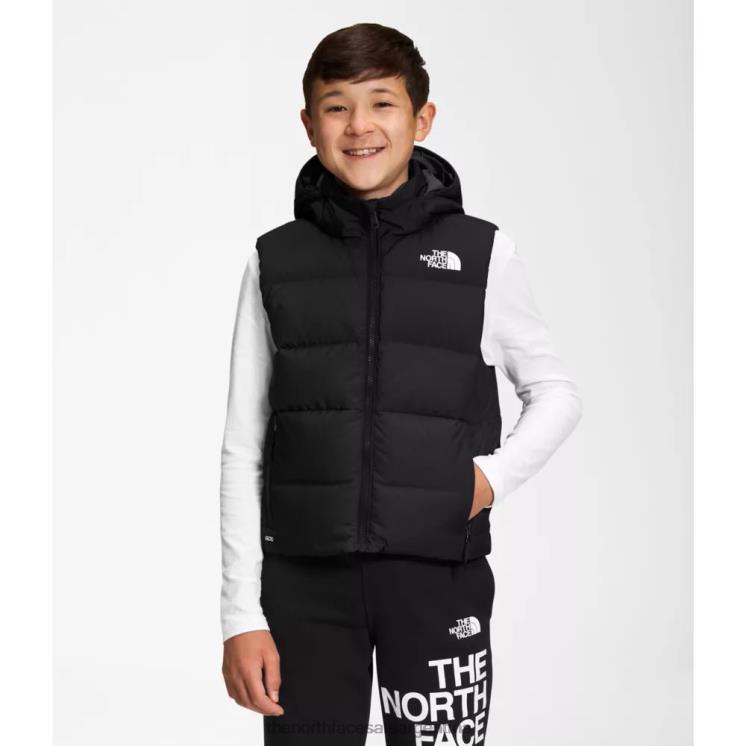 FFV045315 negro The North Face chaleco reversible con capucha y plumón norte para niños