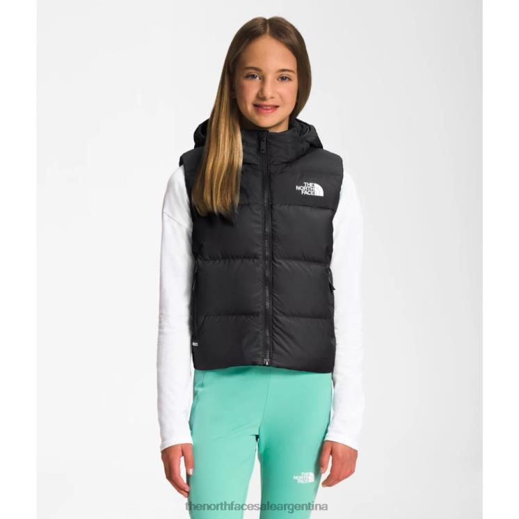 FFV045319 negro The North Face chaleco reversible con capucha y plumón norte para niñas