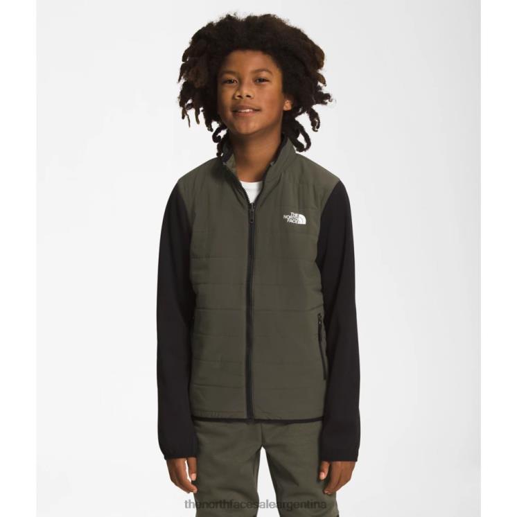 FFV045366 nuevo verde pardo The North Face adolescente invierno cálido híbrido cremallera completa