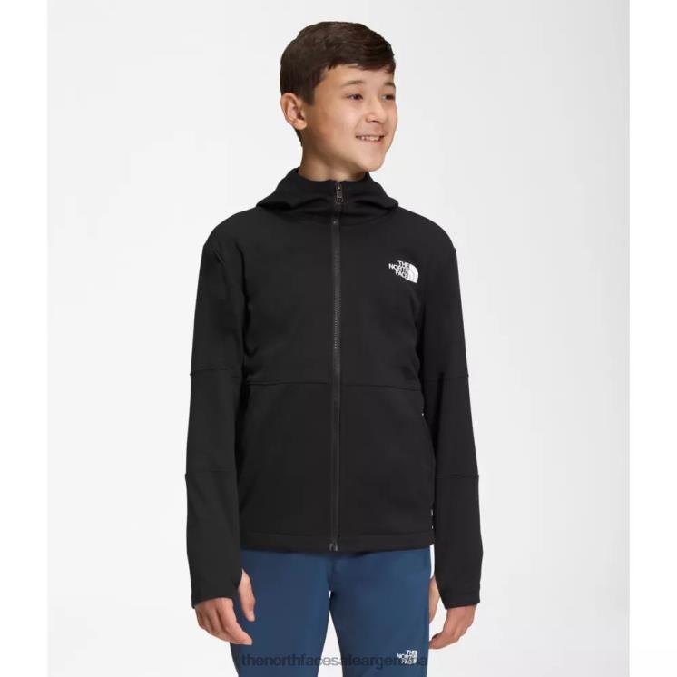 FFV045896 negro The North Face sudadera con capucha y cremallera completa cálida de invierno para niños