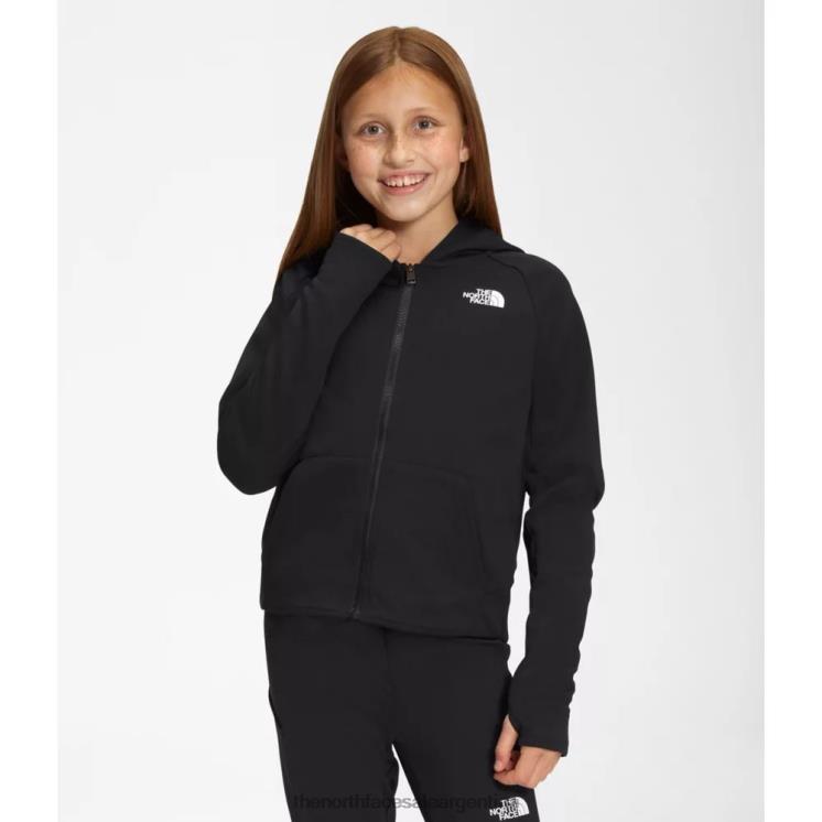 FFV045915 negro The North Face sudadera con capucha y cremallera completa cálida de invierno para niñas