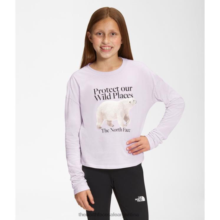 FFV045919 niebla de lavanda The North Face camiseta gráfica de manga larga para niñas