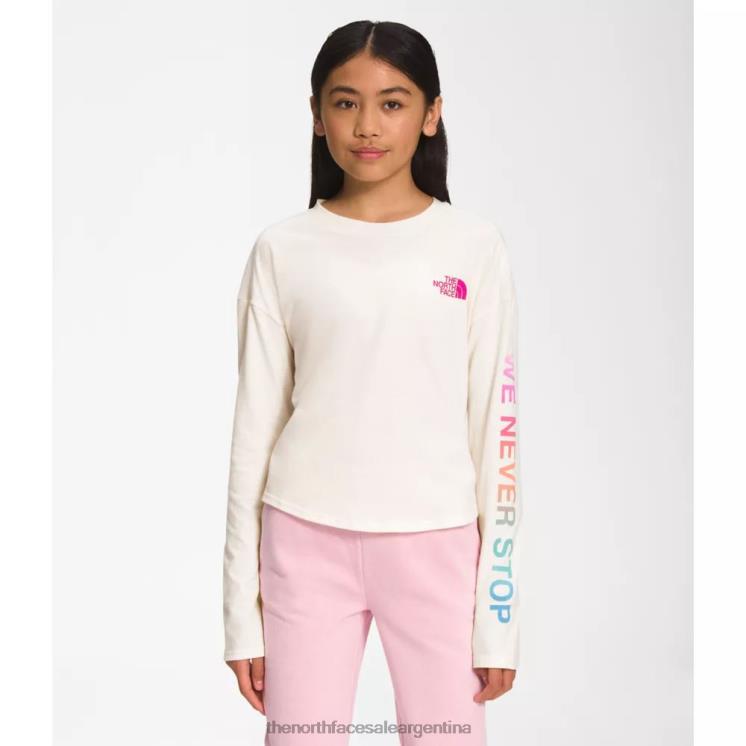 FFV045921 blanco The North Face camiseta gráfica de manga larga para niñas