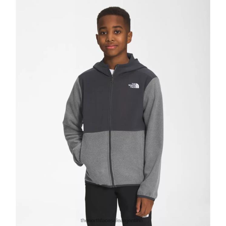 FFV046024 gris The North Face chaqueta con capucha y cremallera completa para adolescente Glacier