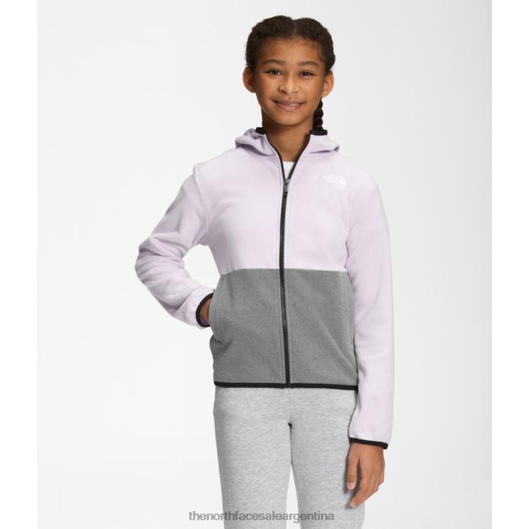 FFV046026 niebla de lavanda The North Face chaqueta con capucha y cremallera completa para adolescente Glacier