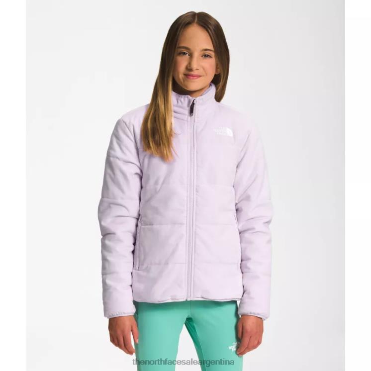 FFV046030 niebla de lavanda The North Face chaqueta mossbud reversible estampada para niñas